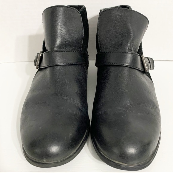 Franco Sarto Merit Leather and Suede Booties Adjustable Strap with Buckle Black - Picture 4 of 9